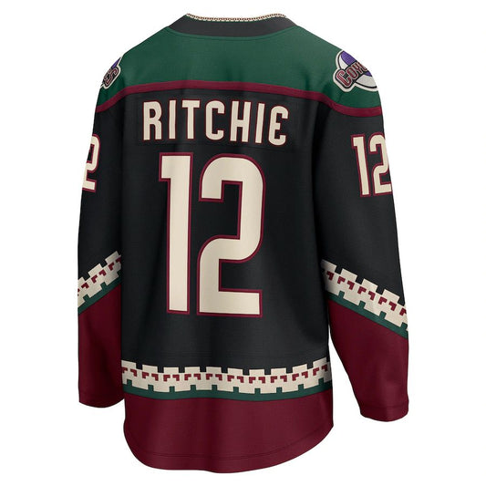 A.Coyotes #12 Nick Ritchie Fanatics Branded Home Breakaway Player Jersey Black Stitched American Hockey Jerseys